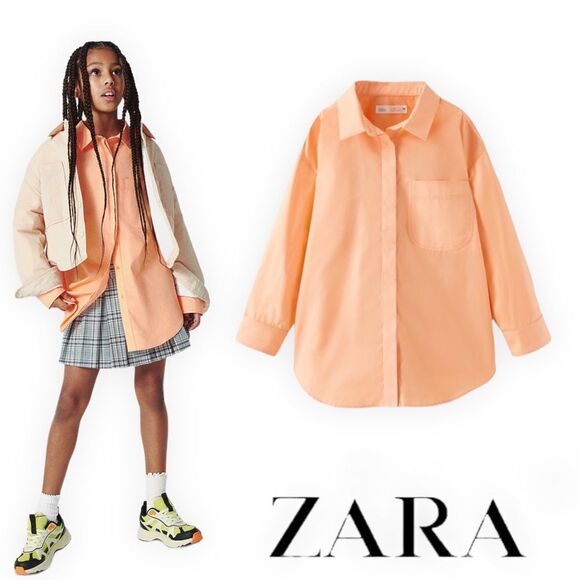 ZARA Kids | Orange | POPLIN SHIRT - Picture 1 of 5